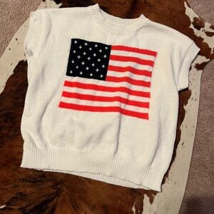 White Sweater with American Flag Design